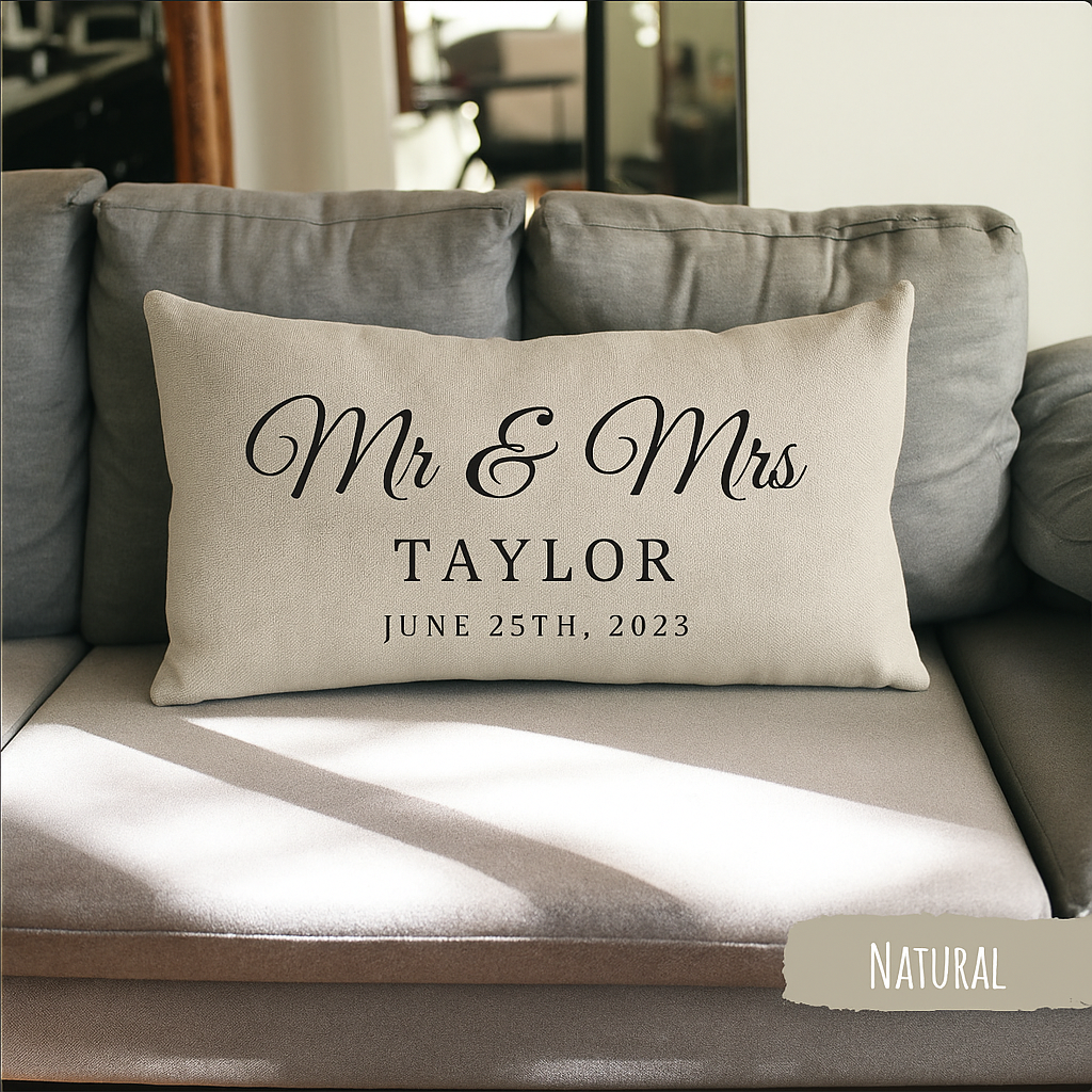 Personalized Couple Pillow, Custom Mr and Mrs Pillow, Wedding Gift, Engagement Present, Anniversary Throw Pillow, Custom Name Pillow for Newlyweds