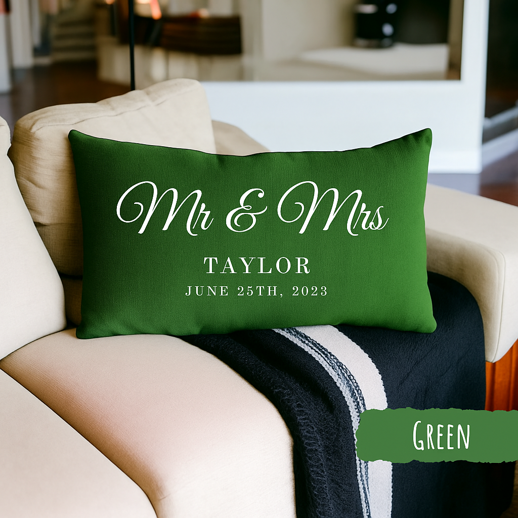 Personalized Couple Pillow, Custom Mr and Mrs Pillow, Wedding Gift, Engagement Present, Anniversary Throw Pillow, Custom Name Pillow for Newlyweds