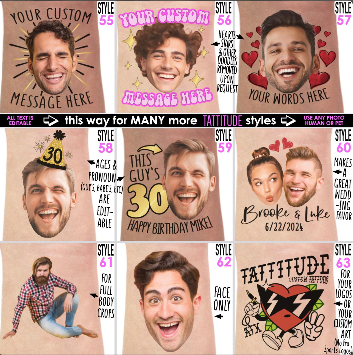 Personalized Groom Face Tattoos – Custom Bachelorette Party Favors – Photo Temporary Tattoos – Bride Tribe Accessories – Fun Party Tattoos