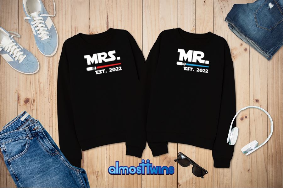 Mr. Mrs. matching couple sweatshirts set