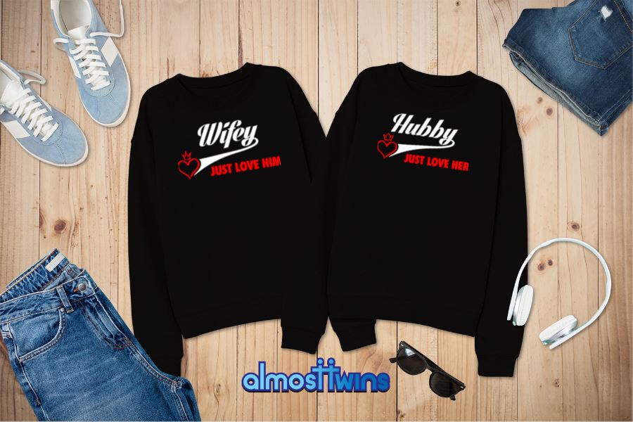 Hubby Wifey matching couple sweatshirts set