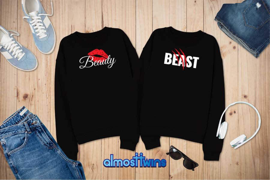 Beauty Beast matching Couple sweatshirt set