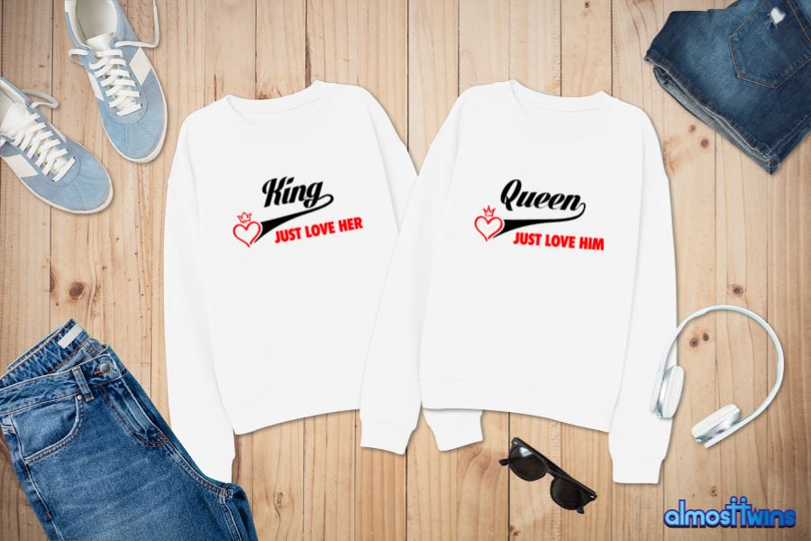 King Queen matching couple sweatshirts set