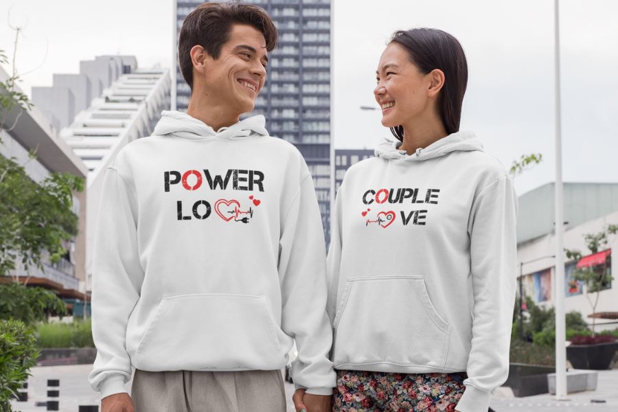 Power Couple matching couple hoodies set