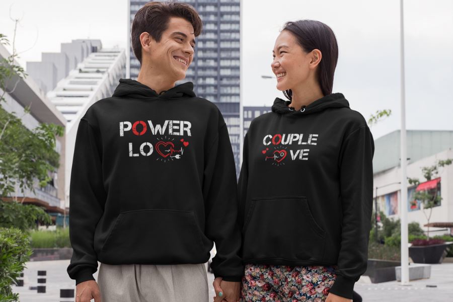 Power Couple matching couple hoodies set