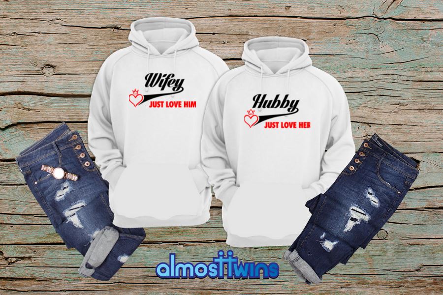 Hubby Wifey matching couple hoodies set