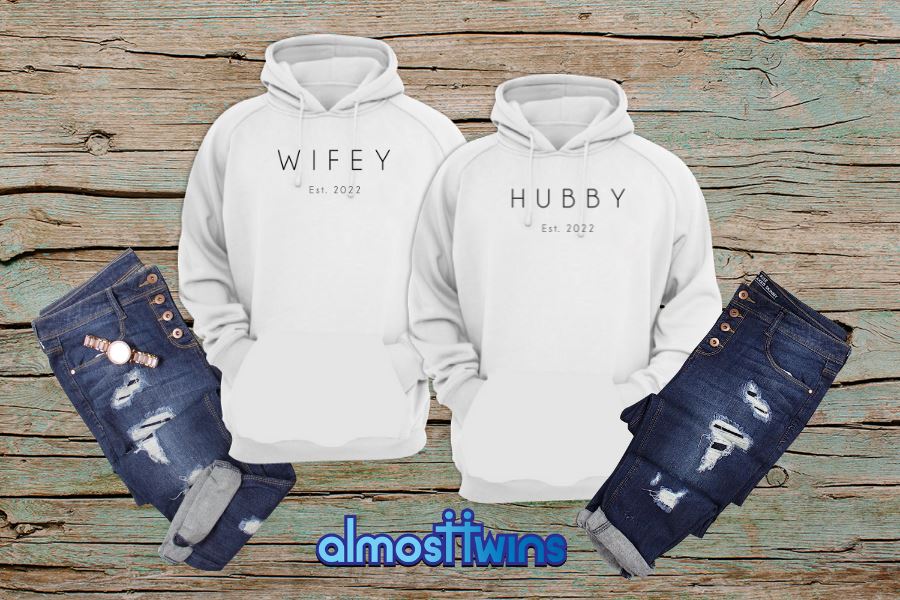 Hubby Wifey matching couple hoodies set