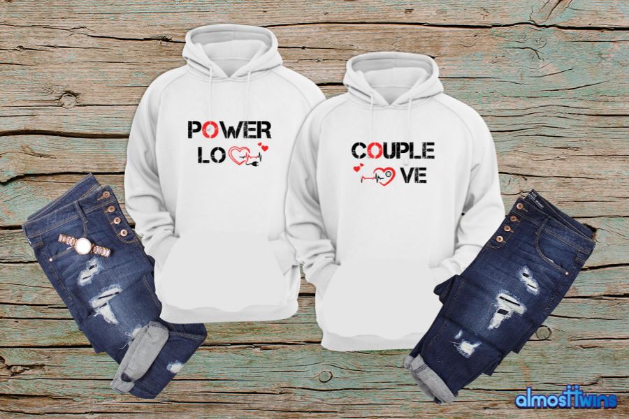 Power Couple matching couple hoodies set