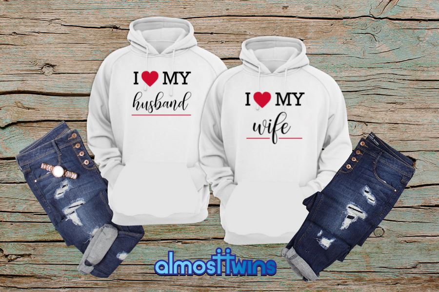 I Love My Husband Wife matching couple hoodies set