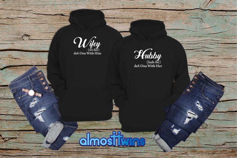 Hubby Wifey matching couple hoodies set