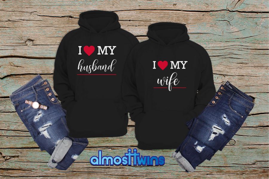 I Love My Husband Wife matching couple hoodies set