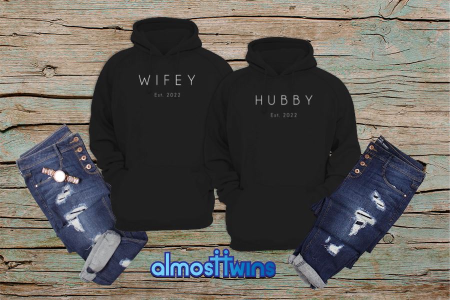 Hubby Wifey matching couple hoodies set