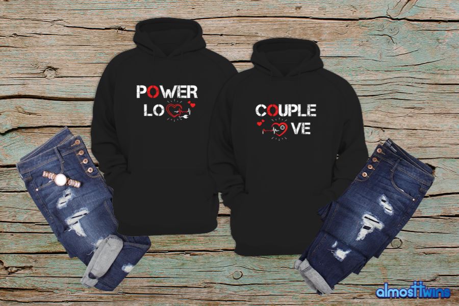 Power Couple matching couple hoodies set