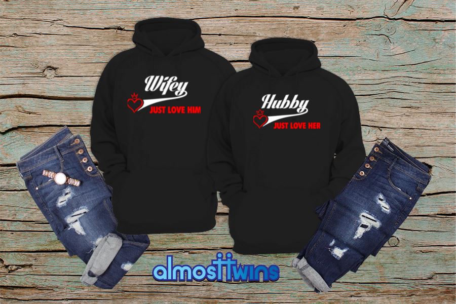 Hubby Wifey matching couple hoodies set