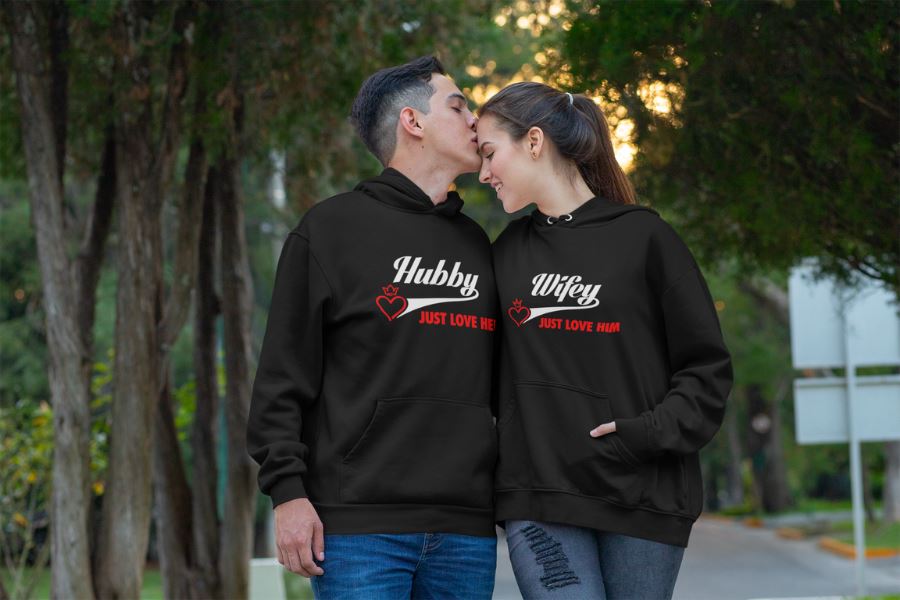 Hubby Wifey matching couple hoodies set