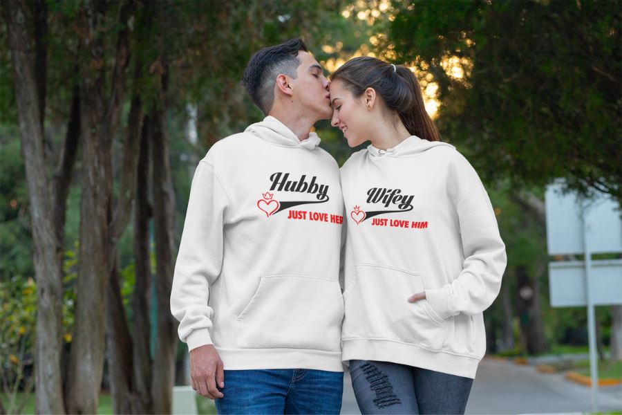 Hubby Wifey matching couple hoodies set