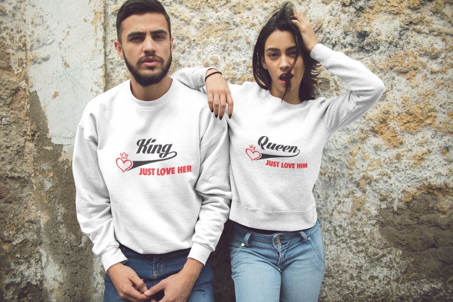 King Queen matching couple sweatshirts set