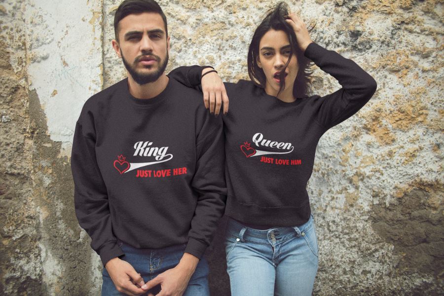 King Queen matching couple sweatshirts set