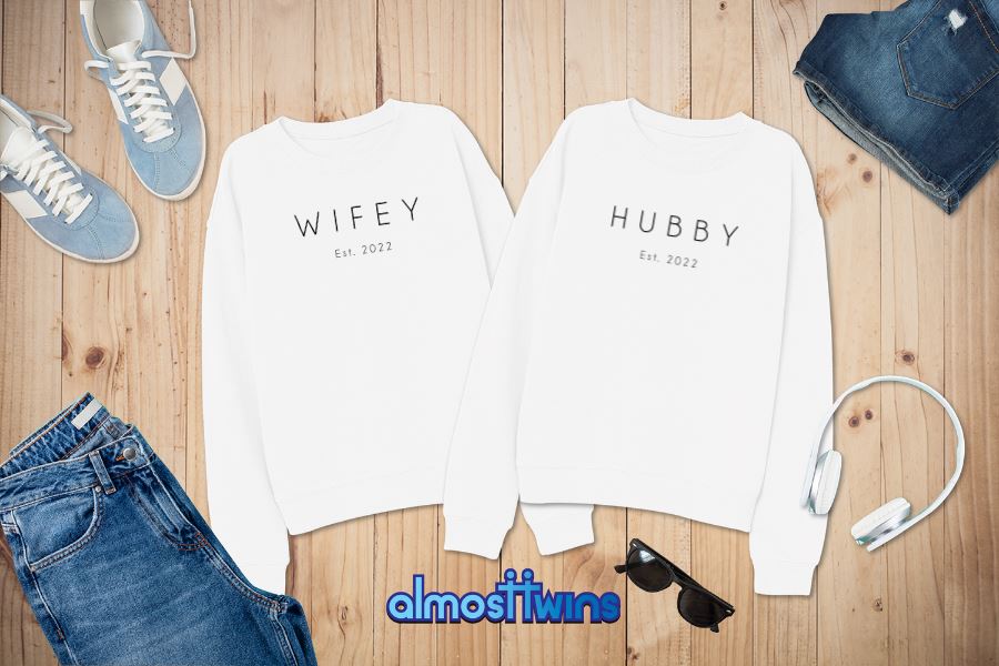 Hubby Wifey matching couple sweatshirts set