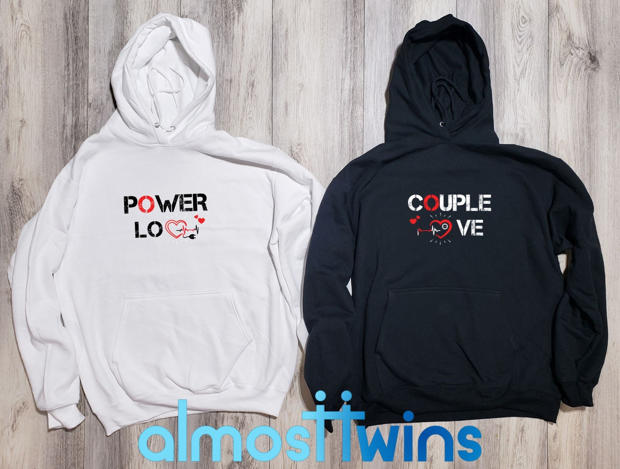 Power Couple matching couple hoodies set