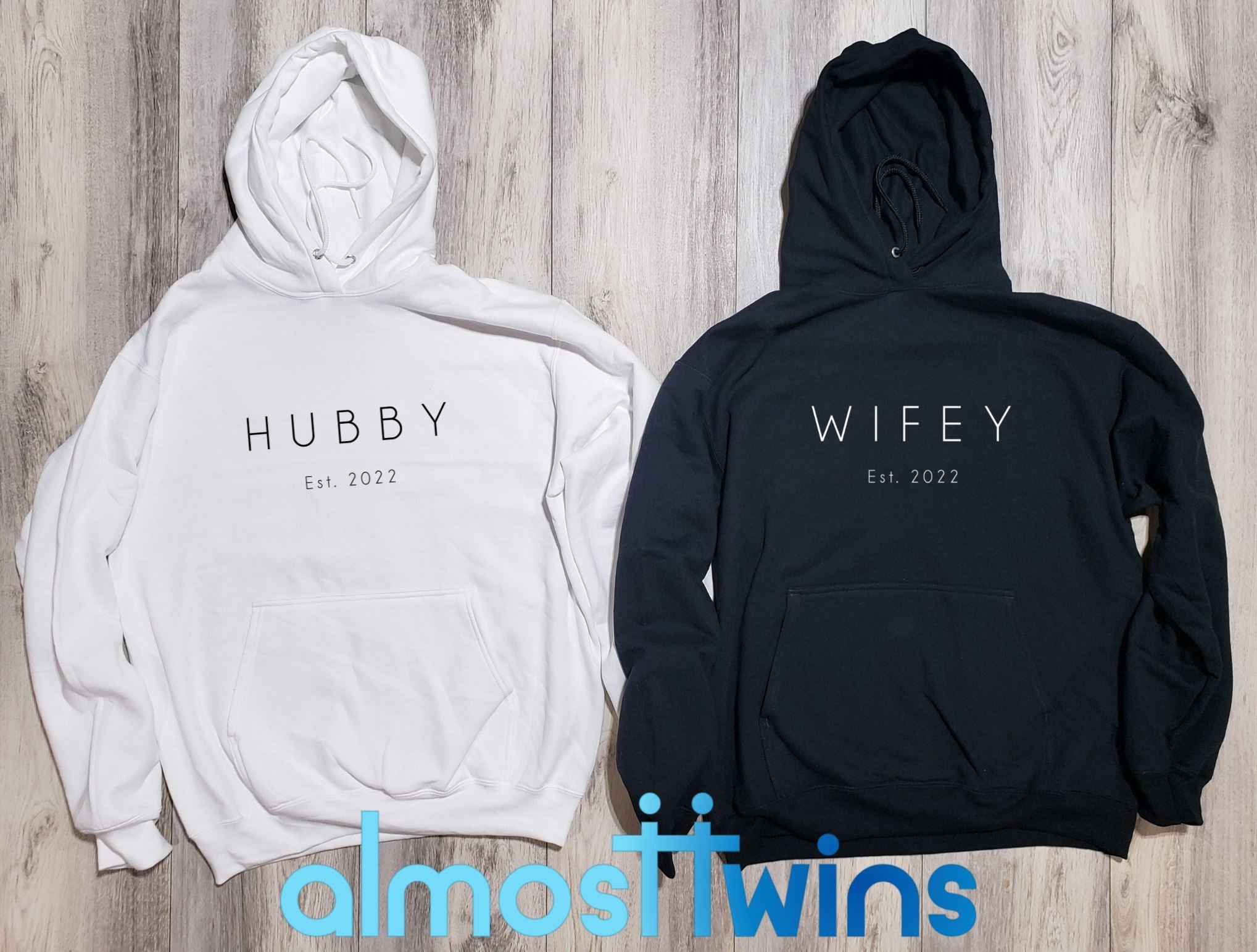 Hubby Wifey matching couple hoodies set