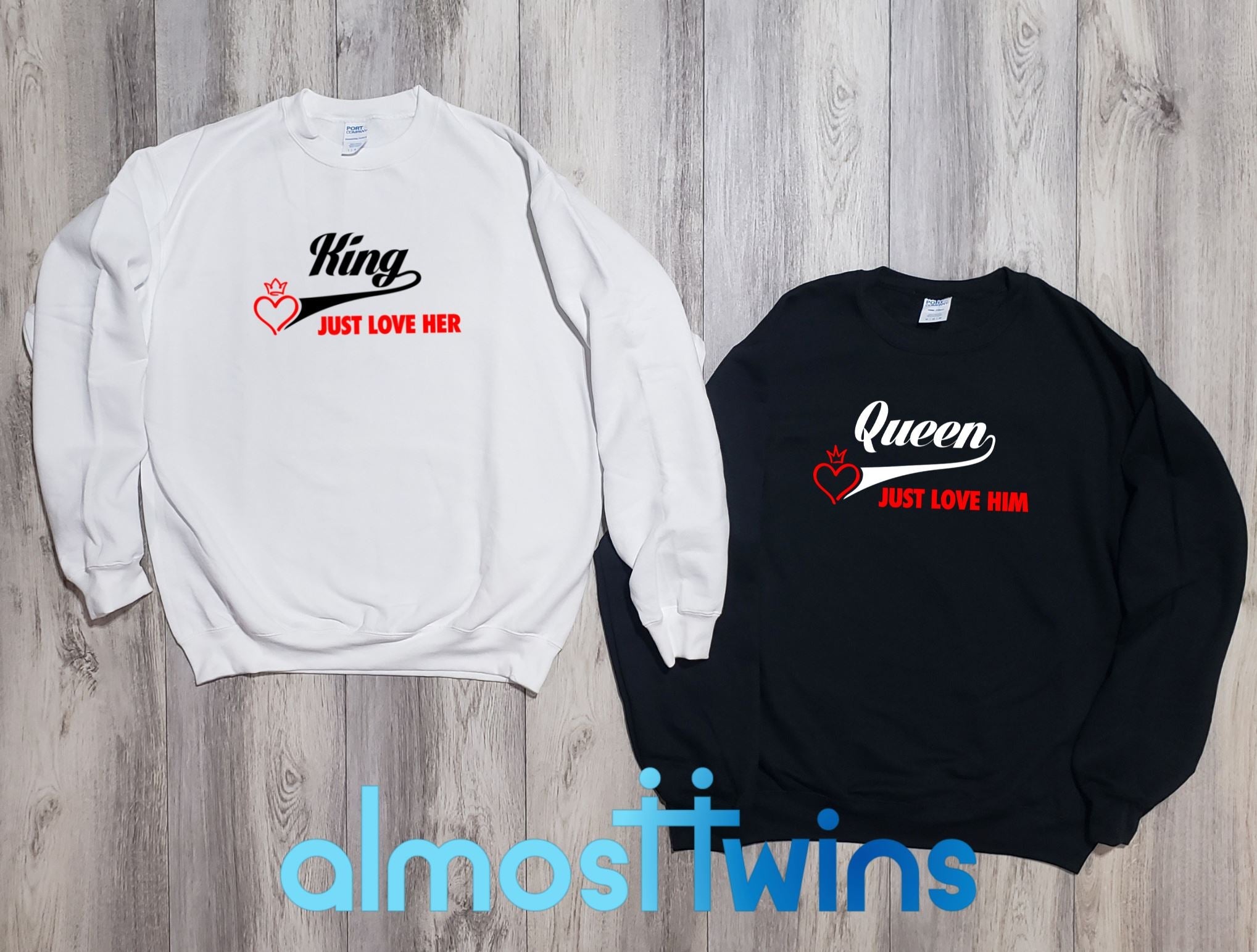 King Queen matching couple sweatshirts set