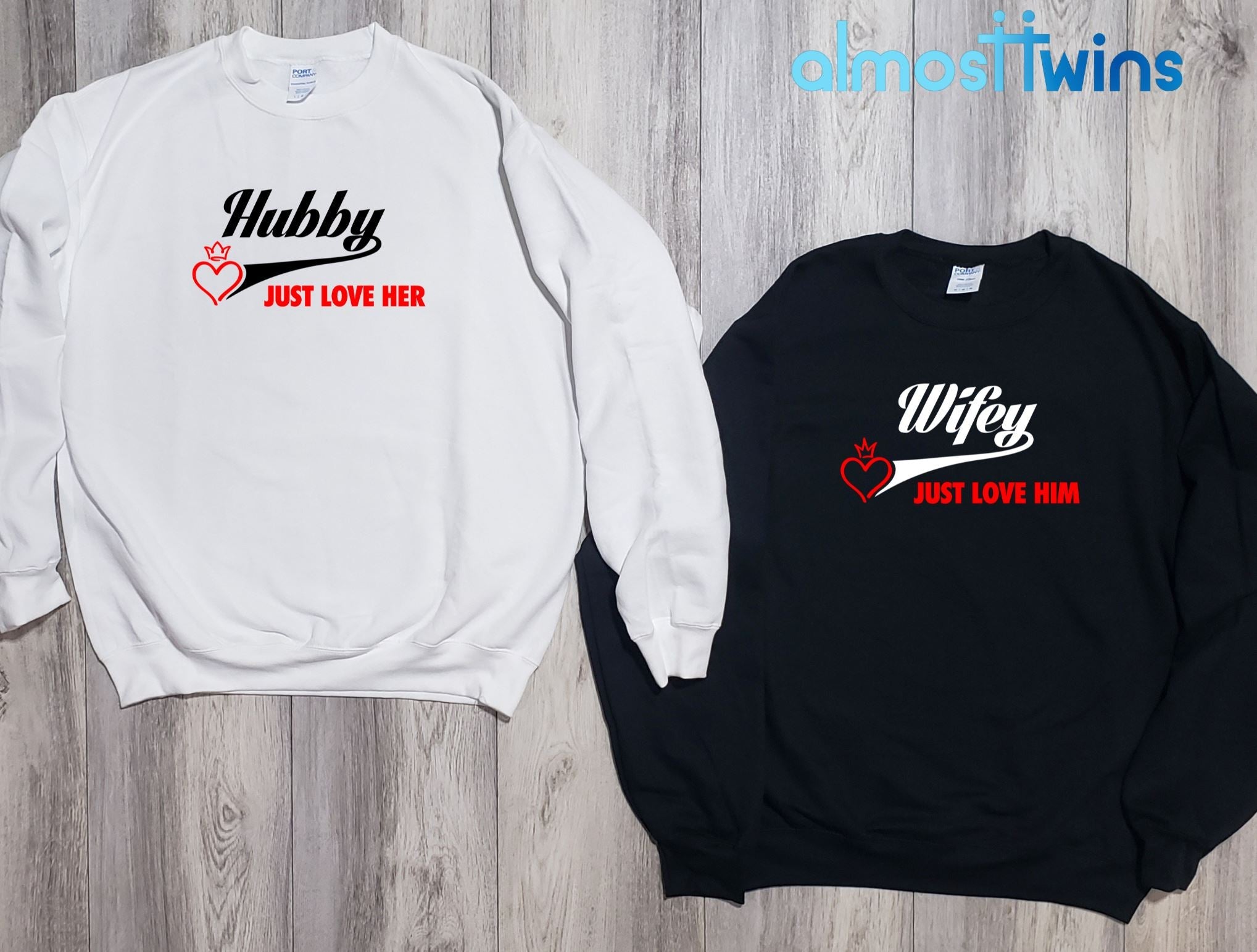 Hubby Wifey matching couple sweatshirts set