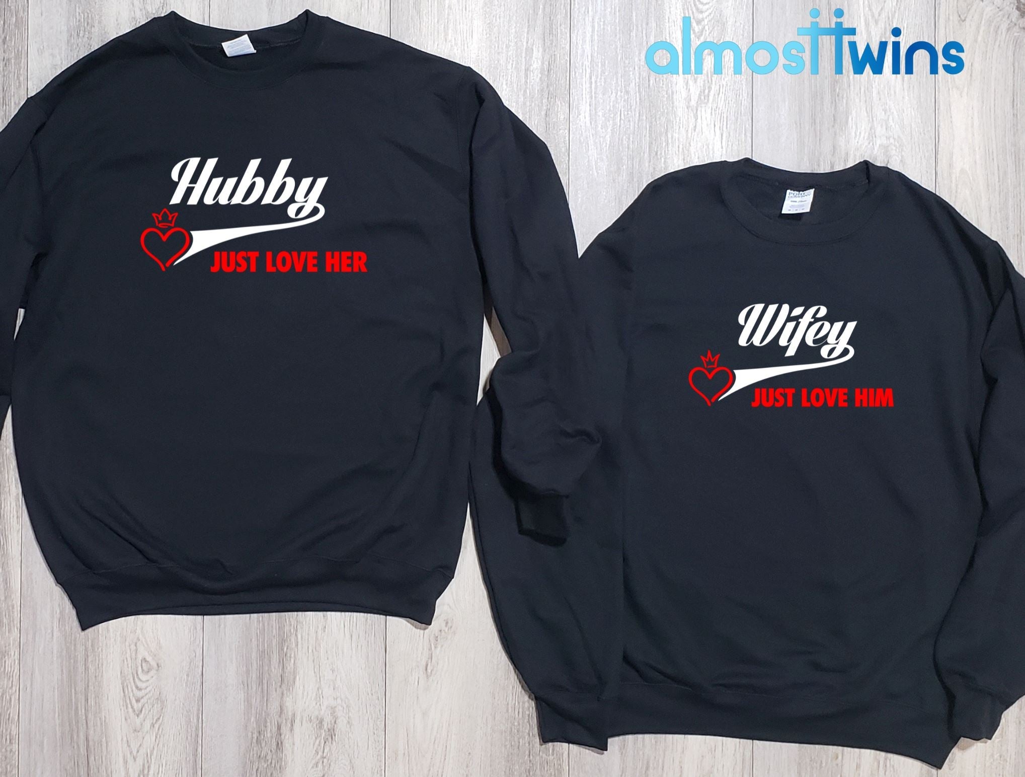 Hubby Wifey matching couple sweatshirts set