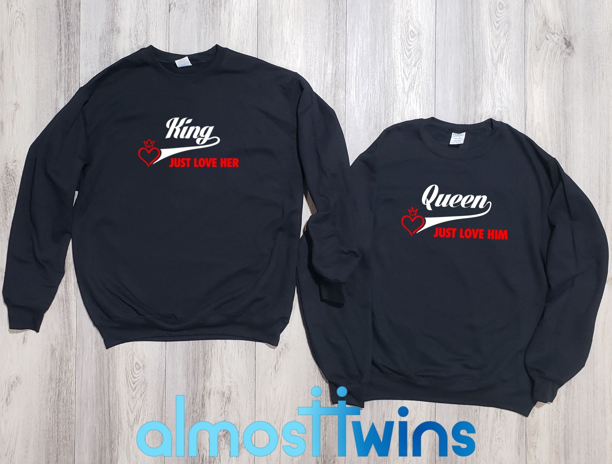 King Queen matching couple sweatshirts set