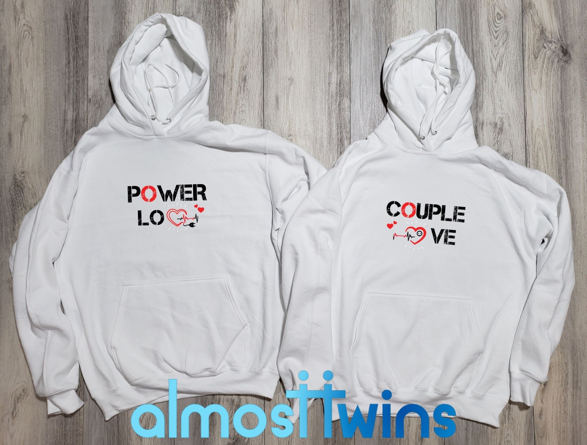 Power Couple matching couple hoodies set