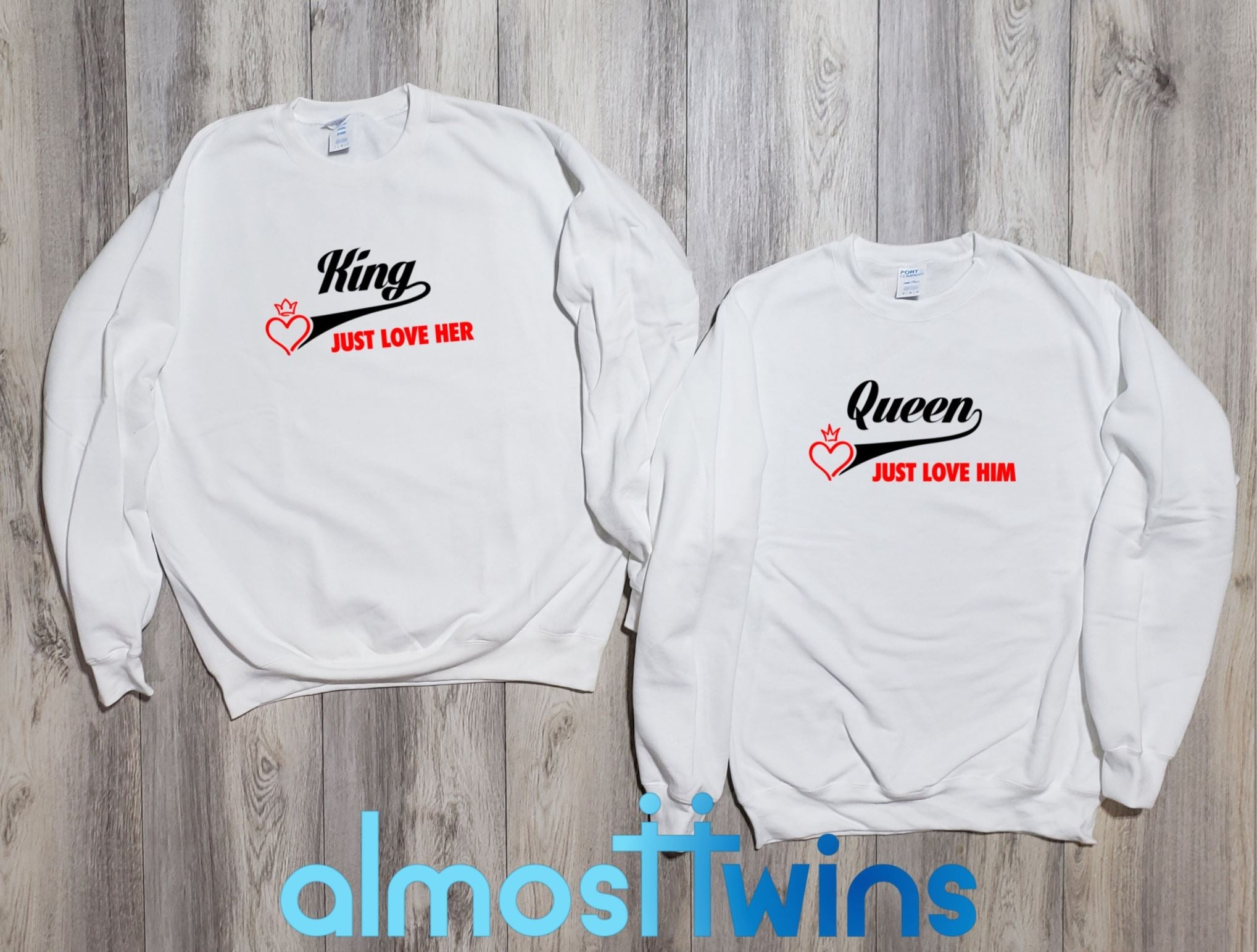 King Queen matching couple sweatshirts set