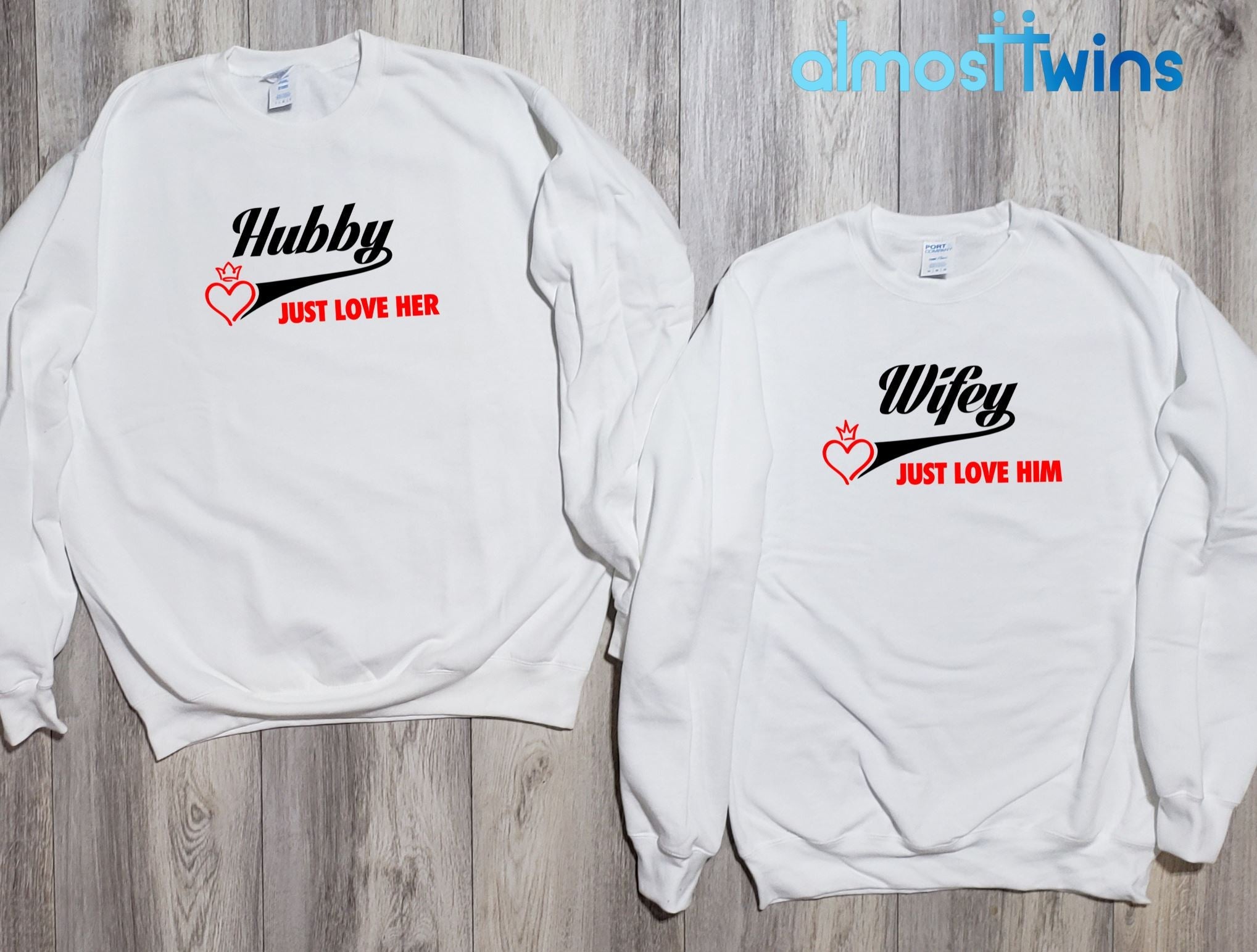 Hubby Wifey matching couple sweatshirts set