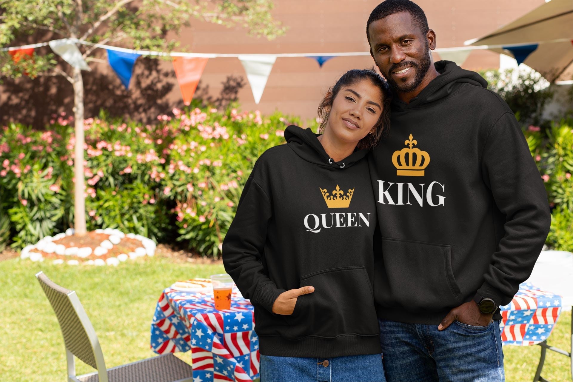 Queen and King matching couple hoodies set